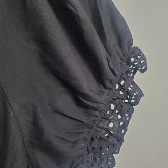 American Eagle Eyelet Tiered Smocked Lined Midi Dress Black Cottagecore NWOT M - Picture 3 of 16